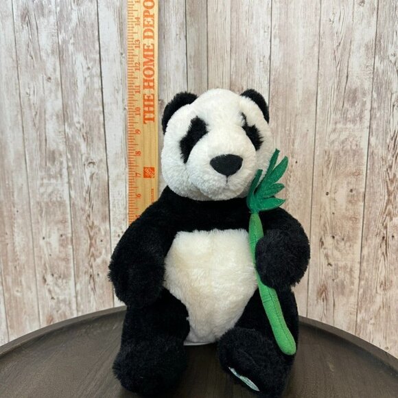 FAQ Schwarz Save the Earth Sitting Panda Bear Animal Plush Toy Black White - Picture 10 of 10